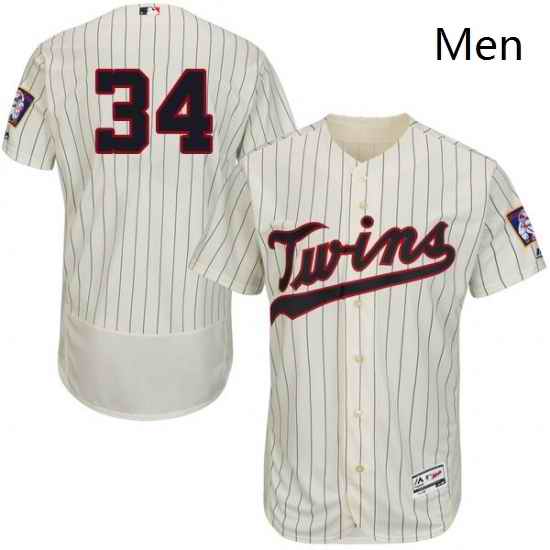 Mens Majestic Minnesota Twins 34 Kirby Puckett Authentic Cream Alternate Flex Base Authentic Collection MLB Jersey
